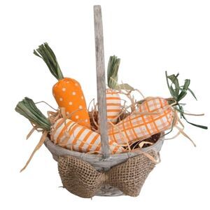 Handmade Rustic Orange Carrot Basket Spring Decor